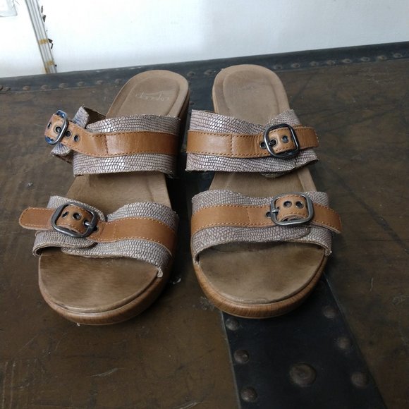 Dansko Sophie Brown Slide W/Double Strap Sandal Size 39 - Picture 8 of 9